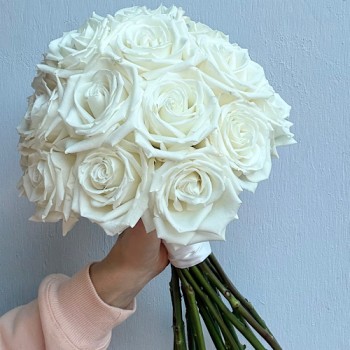 Bridal  Bouquet of dome Shape Fresh White roses