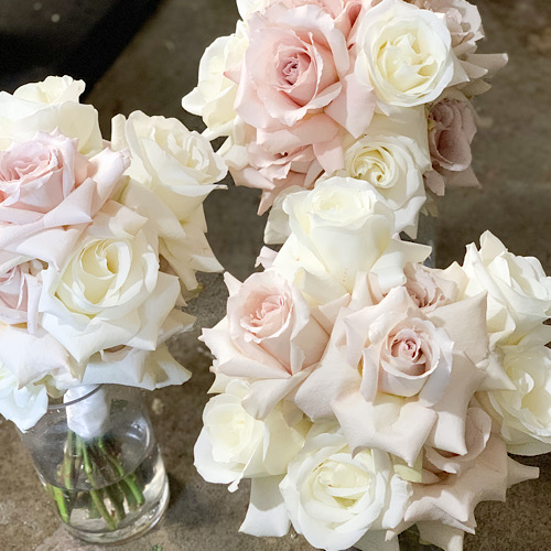 Bridesmaid Bouquet Fresh mix White & Quicksand Roses