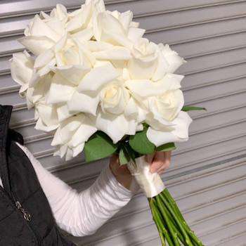 Bridal  Bouquet of Fresh White Roses Long stem