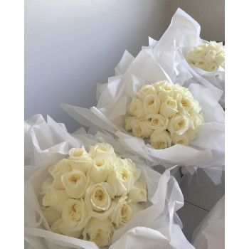 Bridal ROUND Bouquet White Roses