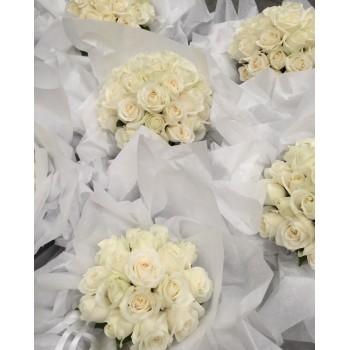Bridal ROUND Bouquet White Roses