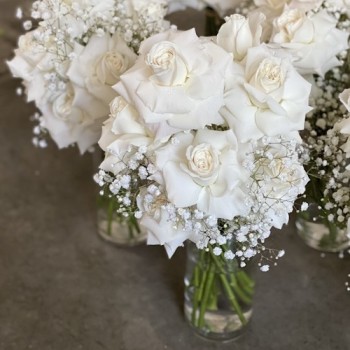 Bridal  Bouquet of  White Roses and Baby's Breath